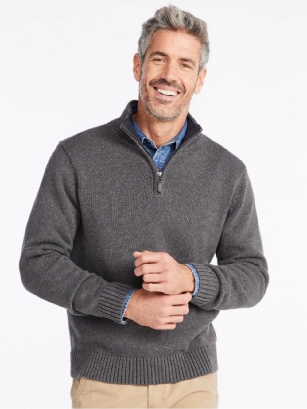 L.L. Bean Men's Charcoal Gray Half-Zip Sweater